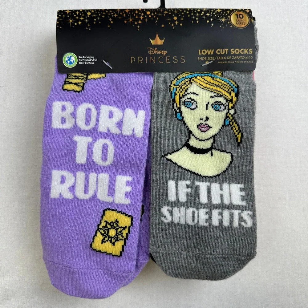 Disney‎ Princess Low Cut Socks 10 Pack Girls Youth 4-10 New